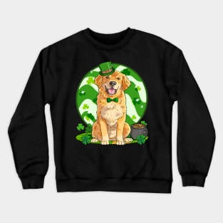 Golden Retriever Dog St Patricks Day Irish Leprechaun Crewneck Sweatshirt